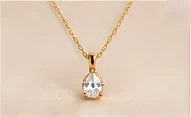 Collar gota de oro 14k con diamante, Yensid Jewelry